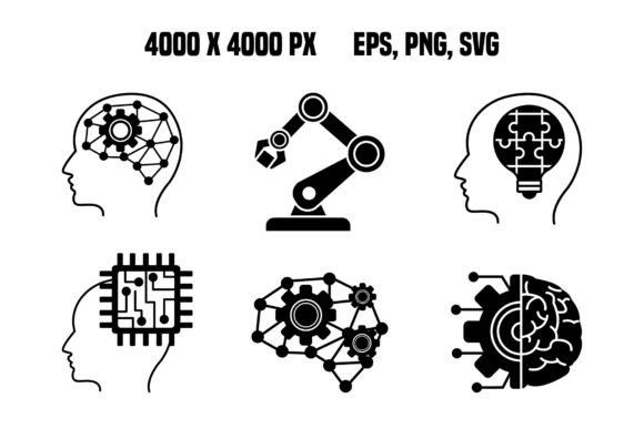 Artificial Intelligence Black Icons for Modern Graphics and Branding