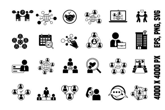 Black Set of Networking Icons: Premium Graphics for Modern Branding
