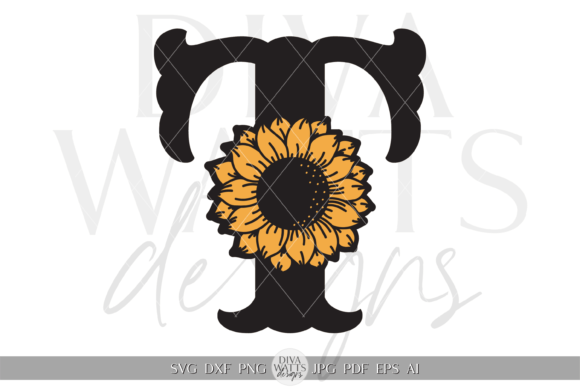 Botanical Letter T Initial Graphic SVG for Crafts & Graphics