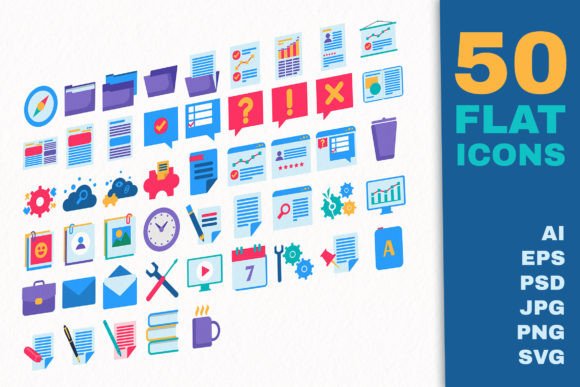 Business Documents Flat Icons: Essential Graphics for Local Branding