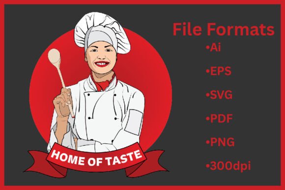 Female Chef Logo Illustration: Premium Graphics for Crafts