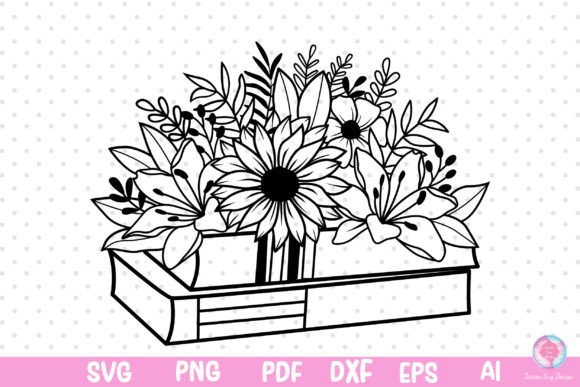 Floral Book Svg Graphics for Editorial Print Templates