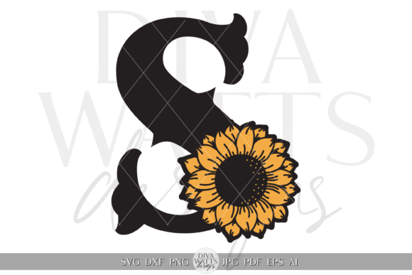 Floral Letter S Design SVG for Graphics & Crafts