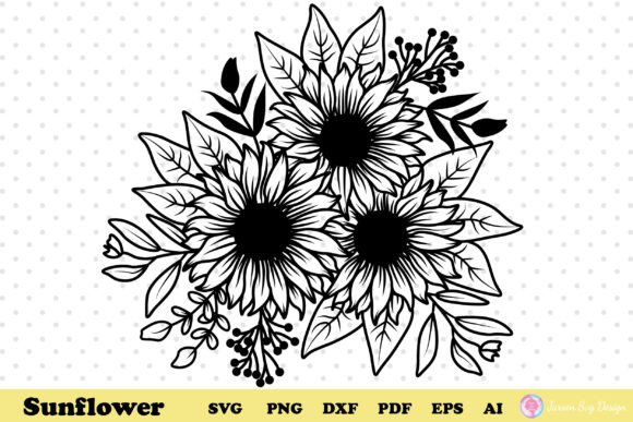 Sunflower Svg, Flower Bouquet Svg for Graphics & Print Templates