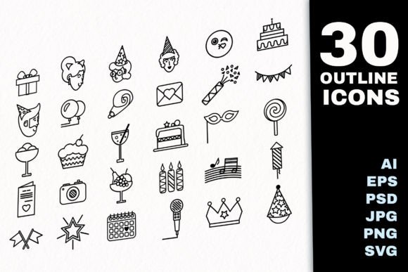 Vector Outline Party Event Icons Set: A Review for Graphics Sellers