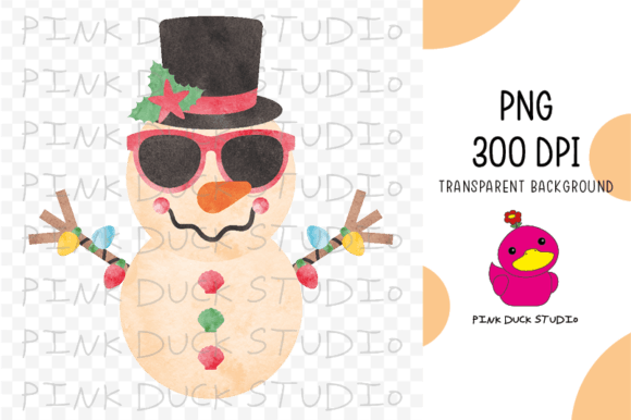 Watercolor Snowman Christmas in July Graphics for Crafts