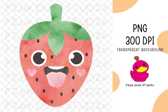 Watercolor Strawberry Summer Fruit Cute Graphics for Crafts