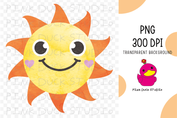 Watercolor Sun Cute Summer Weather Beach Graphics for Crafts